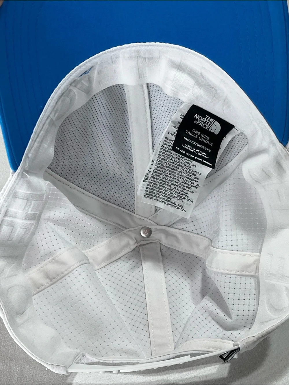 The North Face Blue White Mesh Snapback Trucker Hat One Size Unisex